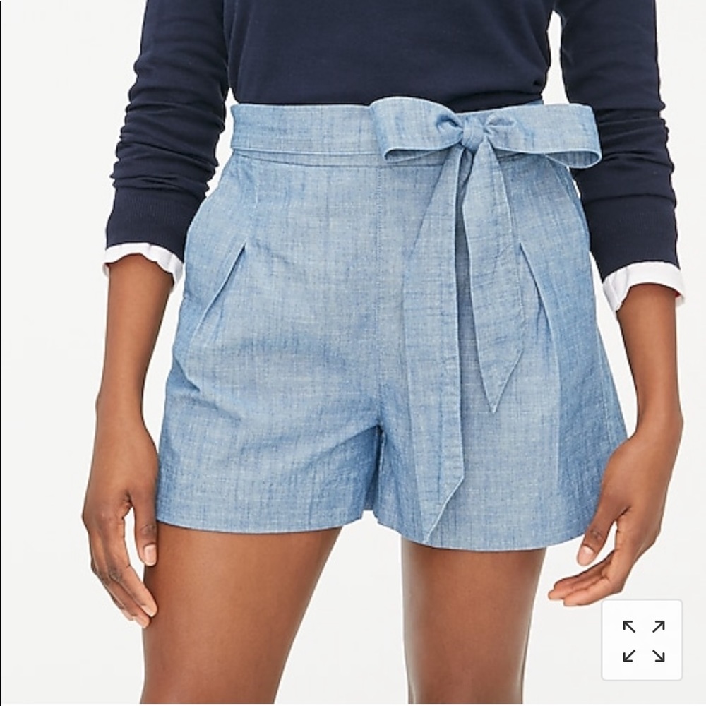 J.Crew Tie-waist Chambray Shorts Size:0